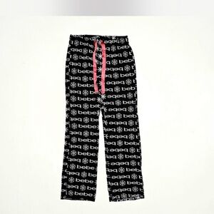 Bebe Black and White Logo Pajama Pants